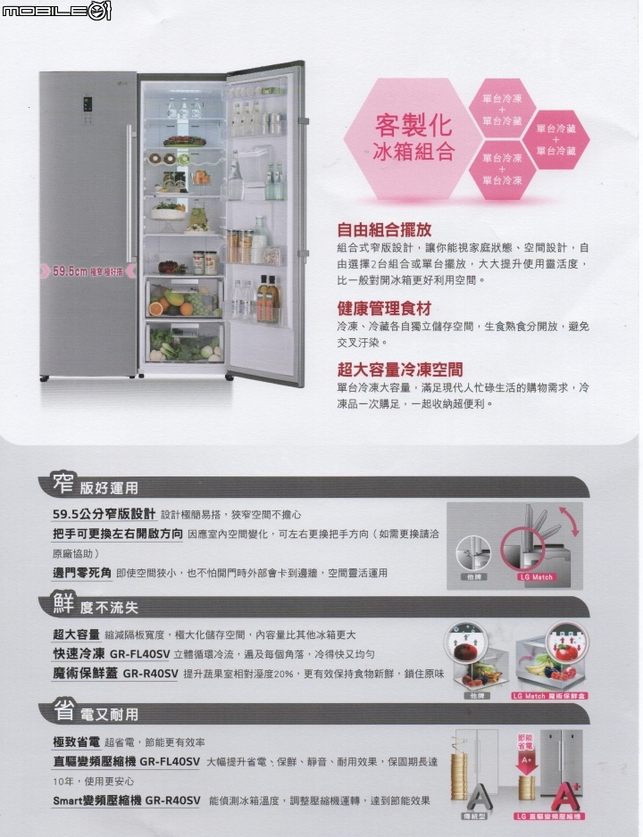 隨生活增加容量的冰箱 - LG Match窄版美型冰箱