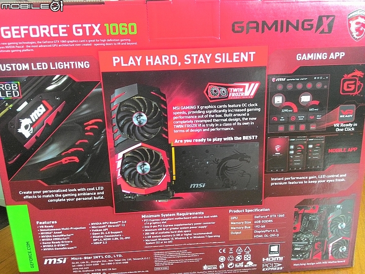 中階新血卡 微星 GTX1060 GAMING X 6GD5顯示卡