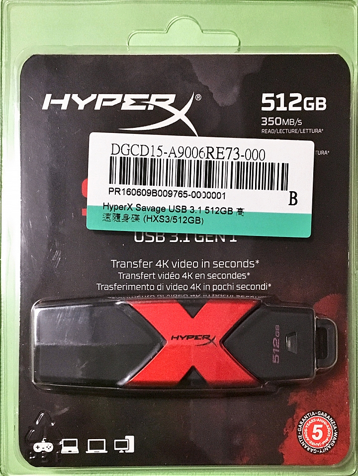 【市售最高速】Kingston 金士頓 HyperX Savage USB3.1 512GB (HXS3)