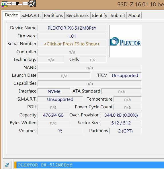 [開箱]Plextor PCI-E SSD M8peY  512GB  NVMe