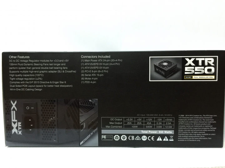 全模組化 Hybrid風扇控制 XFX XTR550金牌電源