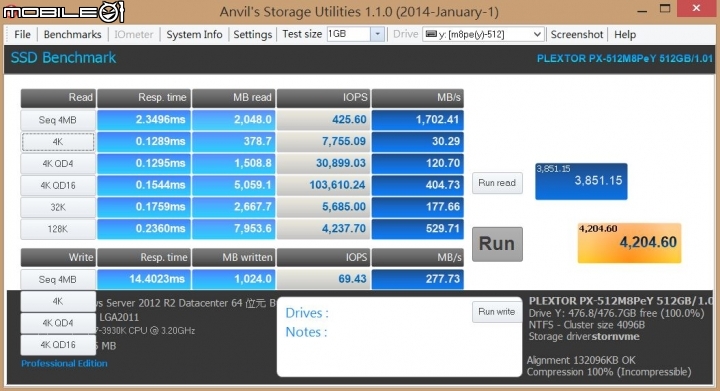 [開箱]Plextor PCI-E SSD M8peY  512GB  NVMe
