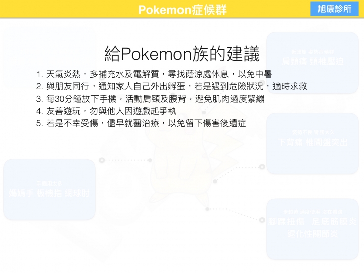 沈迷Pokemon造成的運動傷害  大家好 小弟是復健科醫師，有空喜歡做衛教單給大家參考參考