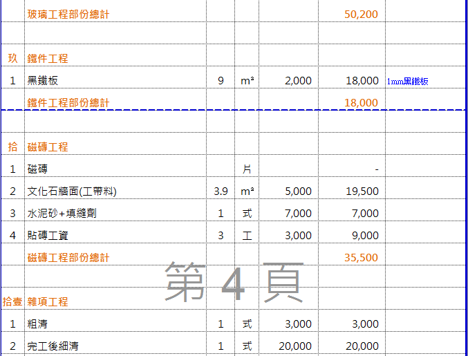 裝潢報價單請益