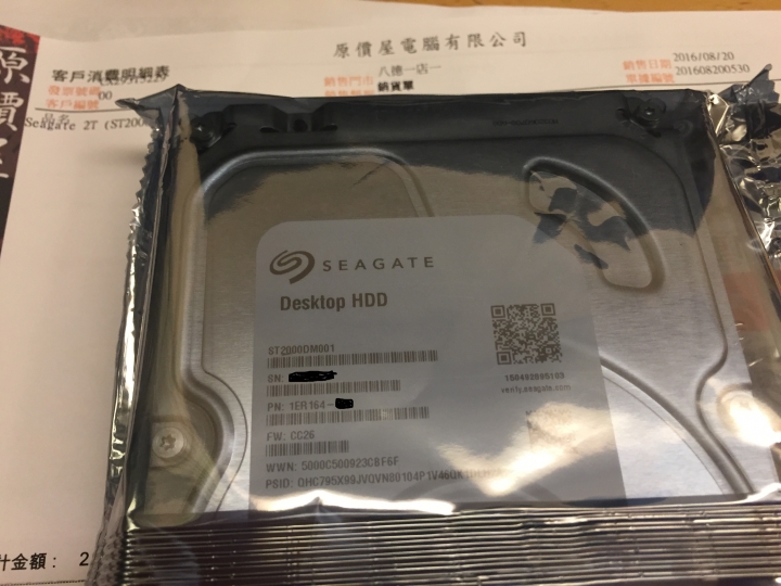 seagate ST2000DM001買到三碟版....