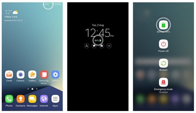 分辨舊款跟新款 Note7 的方法 : 綠色電池顯示
