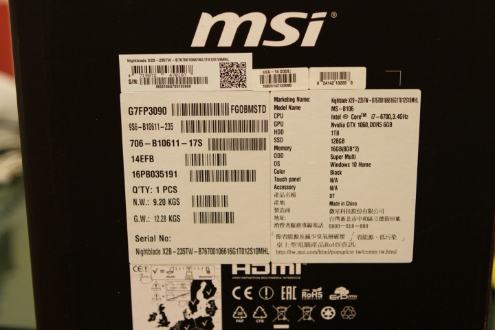 <開箱> 龍魂入手 MSI微星 NightBlade X2 GTX 1060