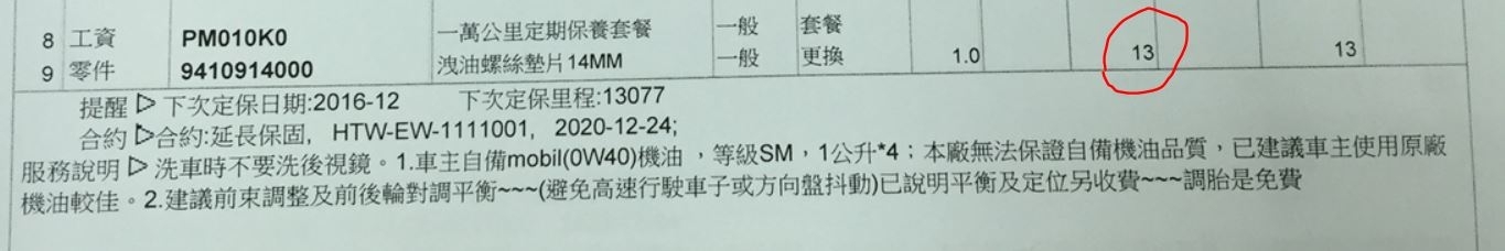 *更新1萬公里保養單據//  S3的一千公里定保,2080元請益