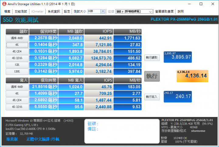 plextor M8pPeG 256GB 寫入怪怪的