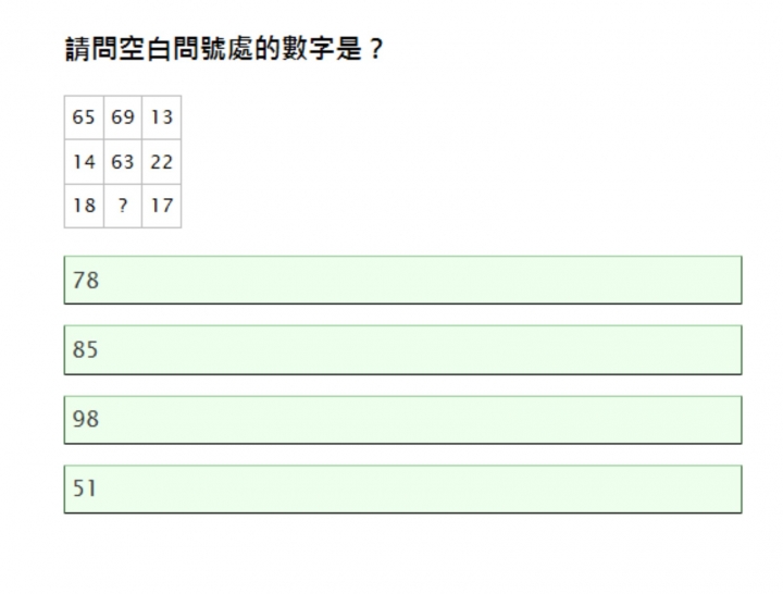 有關智力測驗的 四道題。