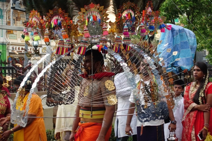 新加坡一年一度瘋狂的大寶森節(Thaipusam)
