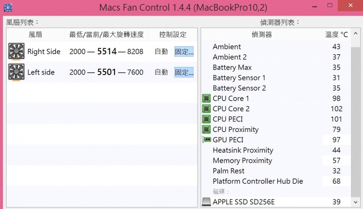 MAC開WIN8.1跑模擬器等等溫度爆俵,求解!內詳