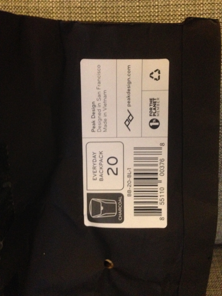 peak design the everyday BACKPACK 20 開箱簡單分享