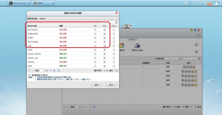 QNAP TS119P II admin 權限無法修改 一些原有目錄無法讀取