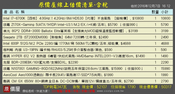 自組一台電腦5萬左右主機，請高手看看有沒有什麼問題