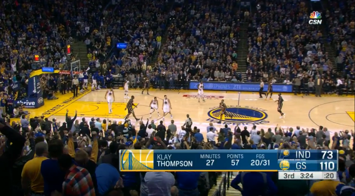 今天的Klay Thompson 太神啦！29分鐘砍60分！