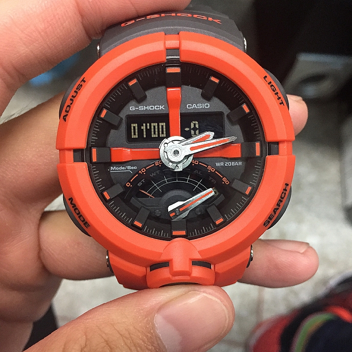 [開箱]CASIO G-SHOCK 紅黑碼錶運動錶 GA-500P-4AJF