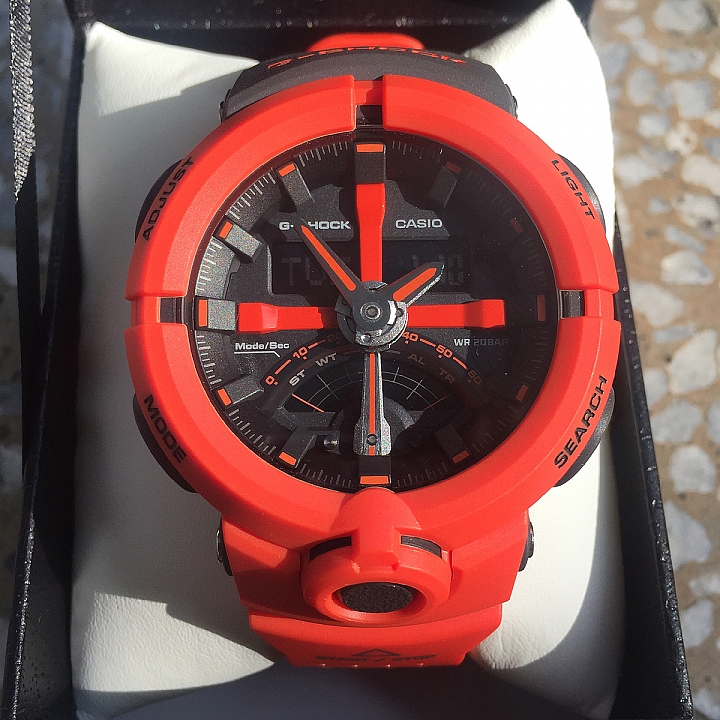 [開箱]CASIO G-SHOCK 紅黑碼錶運動錶 GA-500P-4AJF
