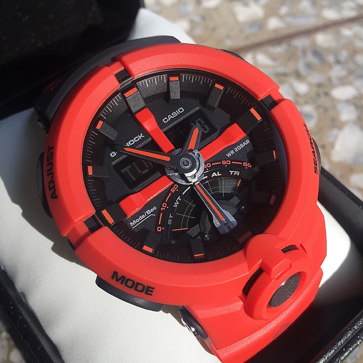 [開箱]CASIO G-SHOCK 紅黑碼錶運動錶 GA-500P-4AJF