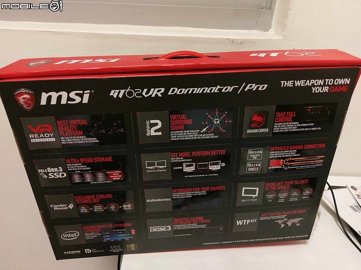 微星 GT62VR GRD Dominator - 遲來的不專業開箱文