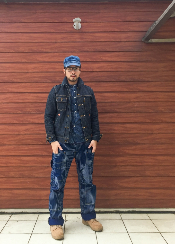 [拔染最褲]Freewheelers Wabash Derrickman Overall Stipe Work Pants