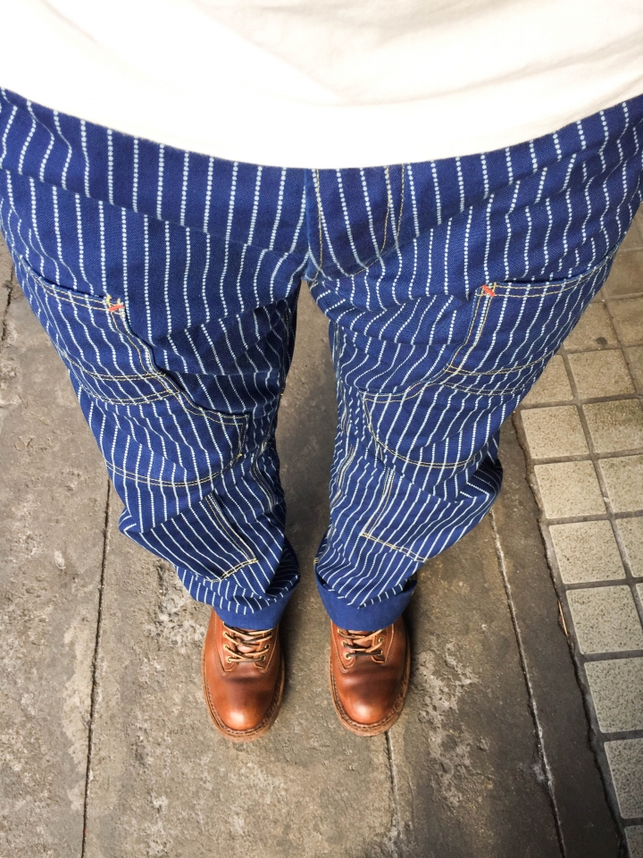 [拔染最褲]Freewheelers Wabash Derrickman Overall Stipe Work Pants