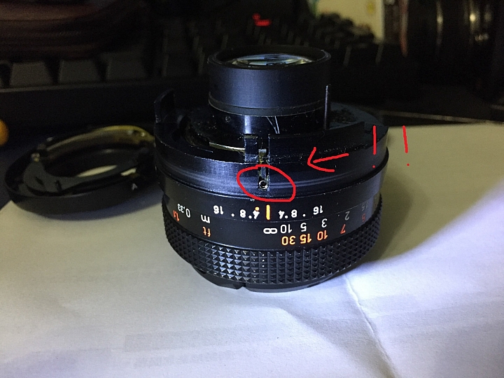 [DIY]M42 Pentacon 50/1.8 MC electric 光圈頂針固定+拆光圈清理+增大光圈??(圖多)