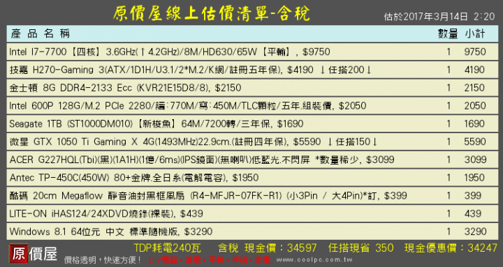 新手配電腦預算3萬5