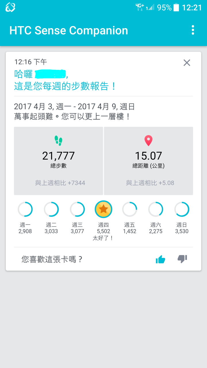 今天HTC sense companion跳出新的圖卡了
