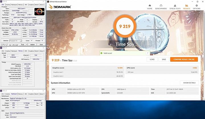 Ryzen5 1400+AORUS AX370 GAMING K7，更新BIOS後效能更強悍