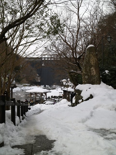 日本岡山: 在水壩前男女混浴吧XD 排名no.1的露天溫泉--湯原溫泉