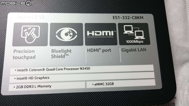 [開箱]ES1-332-C8KM簡單開箱