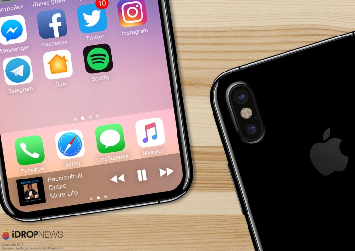 外媒根據富士康流出圖製作的iPhone 8 的渲染圖