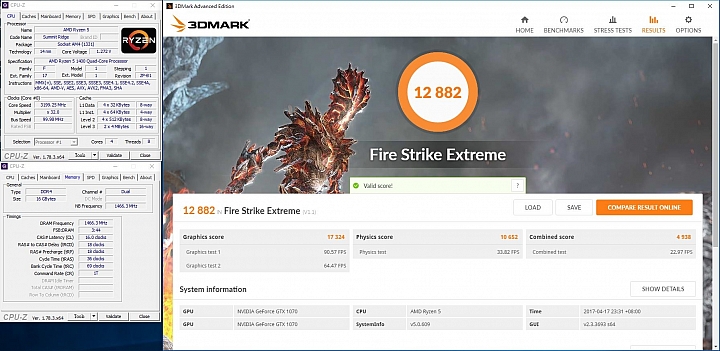 Ryzen5 1400+AORUS AX370 GAMING K7，更新BIOS後效能更強悍