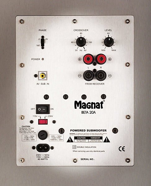 請教達人，DENON AVR-1604如何接magnat重低音喇叭？(有圖)