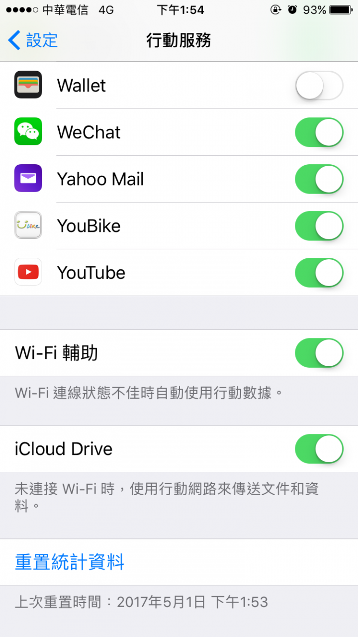 iPhone 行動數據自動歸零怎麼設定？