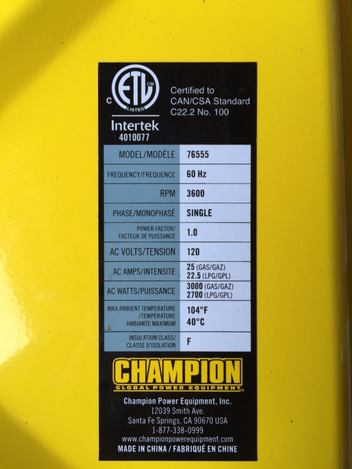 雙燃料(汽油/瓦斯)發電機~開箱 CHAMPION 4000W DUAL FUEL Generator