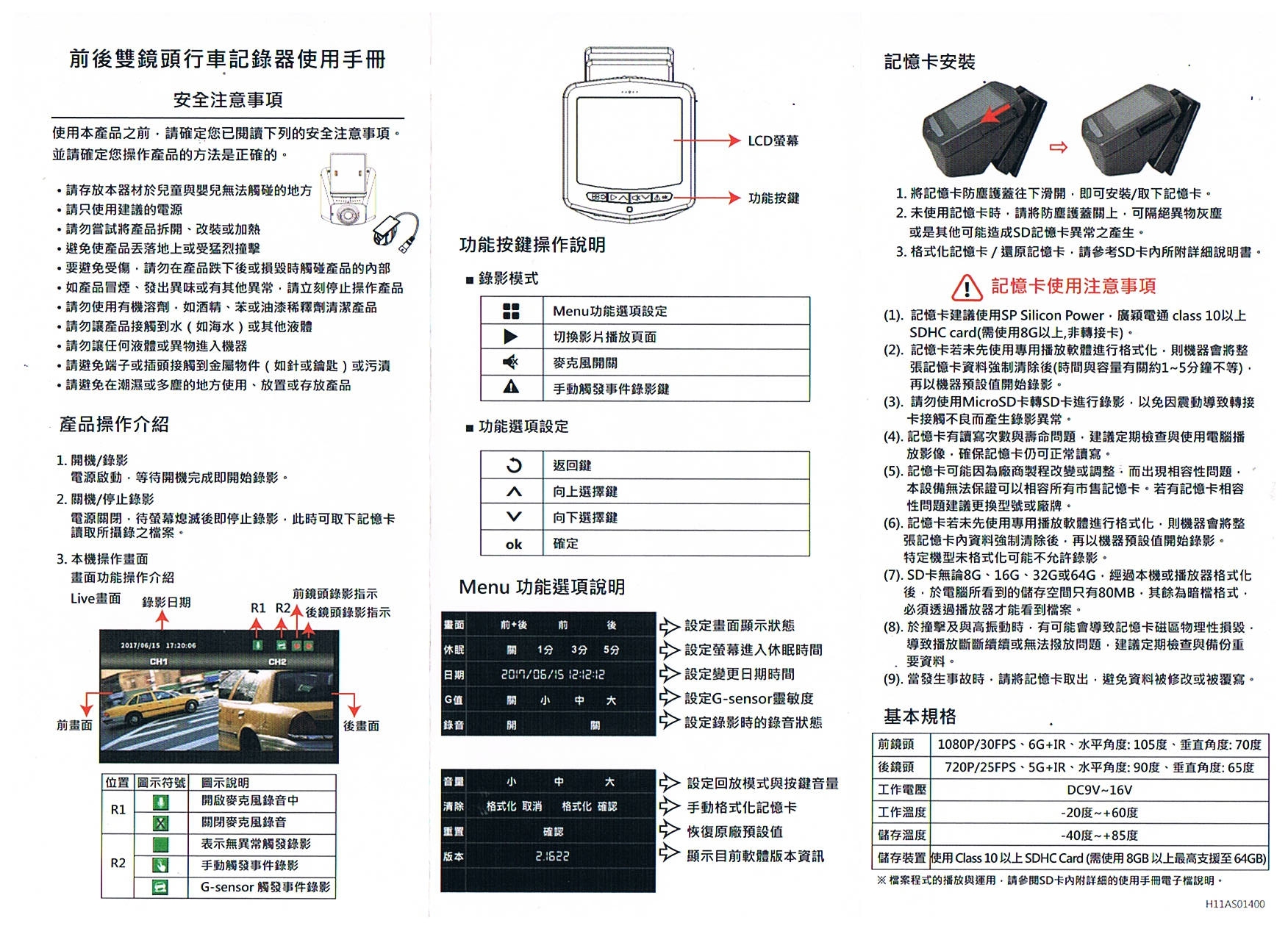 CRV5代原廠選配盲點警示+行車紀錄器 說明書
