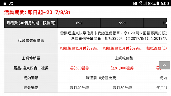 遠東快樂卡攜碼至遠傳的優惠