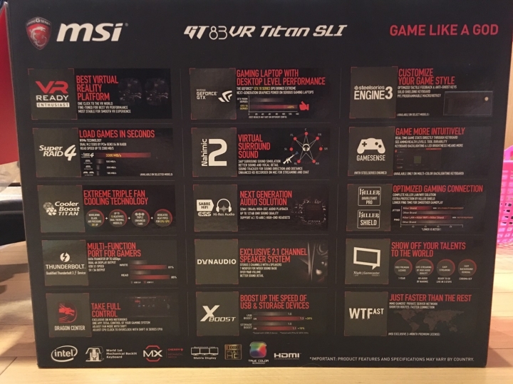 [開箱]  MSI GT83VR 7RF Titan SLI 效能怪獸 (附上黑色沙漠等實際遊戲測試影片)