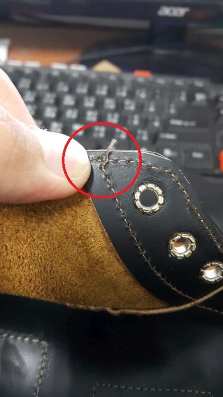 Red Wing 皮革縫線收尾