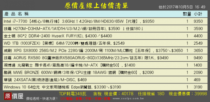 第一次組電腦 大大們可以幫忙看菜單嗎?