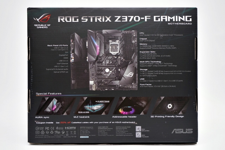 ASUS ROG STRIX Z370-F GAMING 功能完備 電競神采 Z370敗家之選