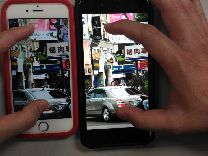 iPhone 8 Plus所拍攝的照片傳給iPhone 6、6 Plus，分別與這兩者比較，放大之後相比i8竟然很明顯的比較差!!