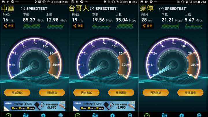 桃園大溪&市區，三大電信網速分享