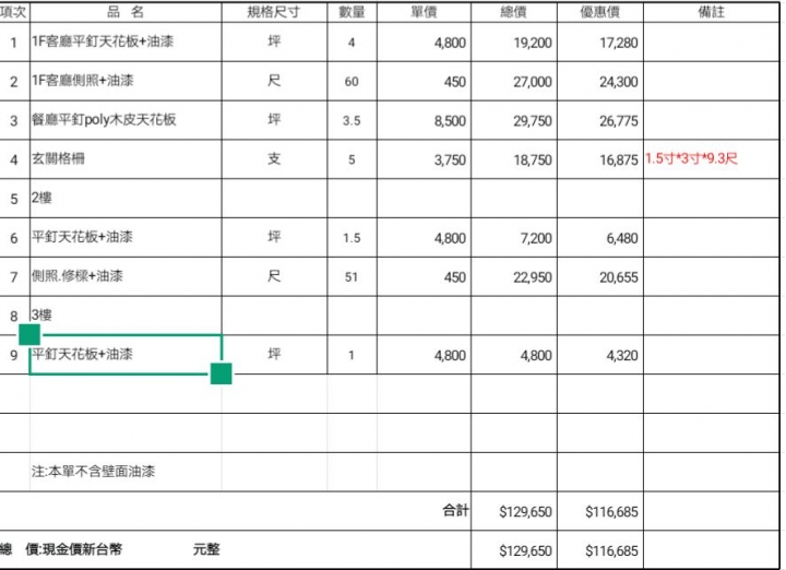 第一次購屋系統傢俱裝潢收費請益