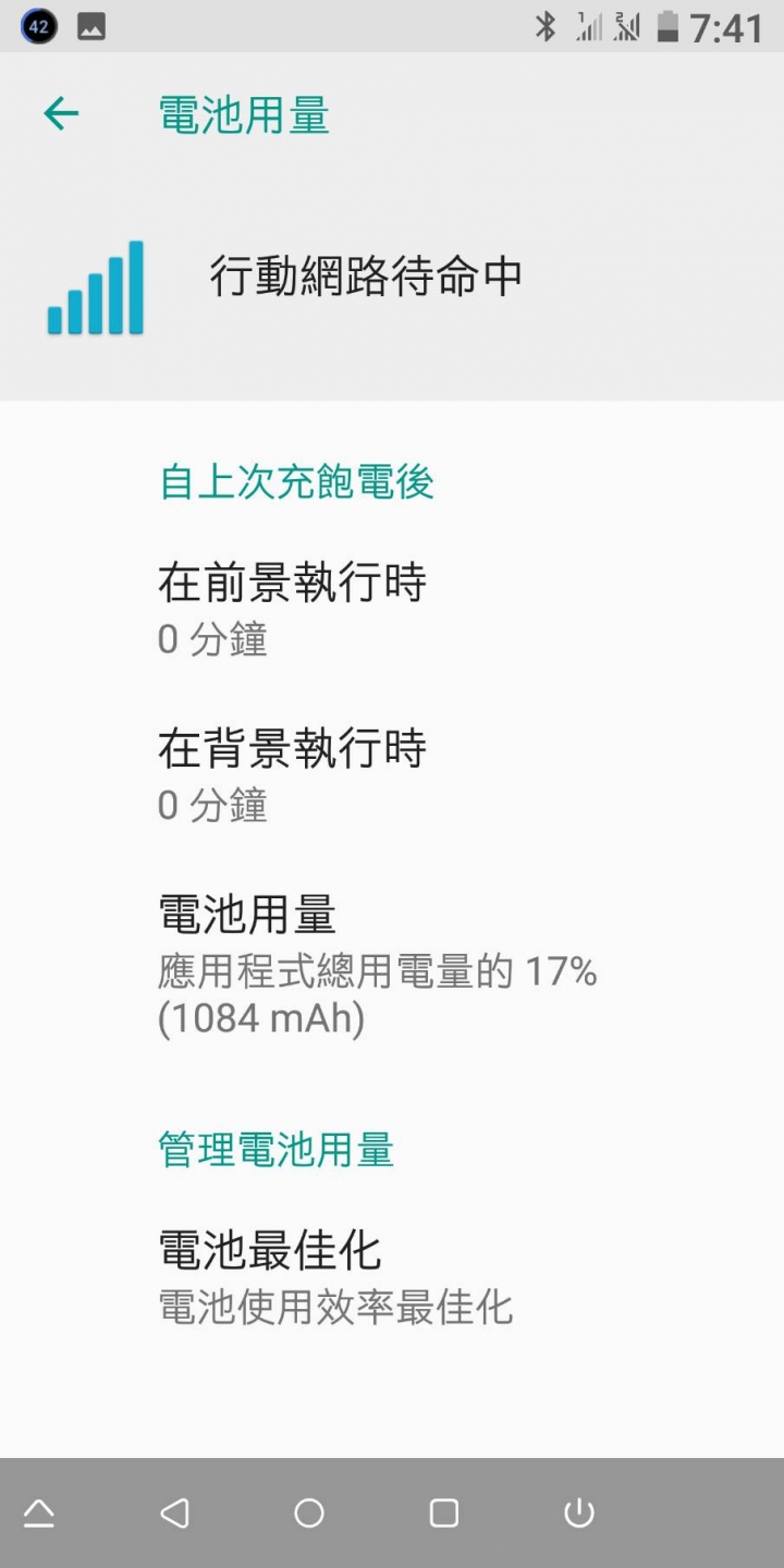U11+ 行動網路待命中 耗電量