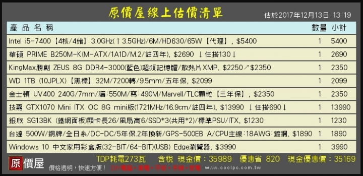 自組小電腦菜單30~35K左右,請幫忙健檢,謝謝