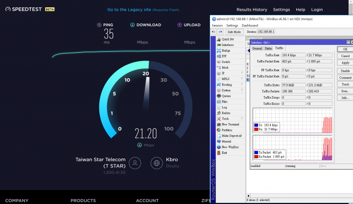 台星188 + MikroTik RB750Gr3 hEX + Huawei E8372h-153 + Netgear R7500