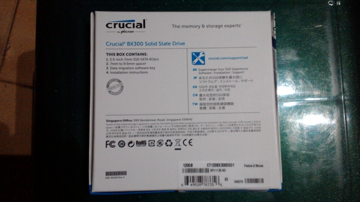 Micron Crucial SSD BX300 簡易開箱2017/12/18
